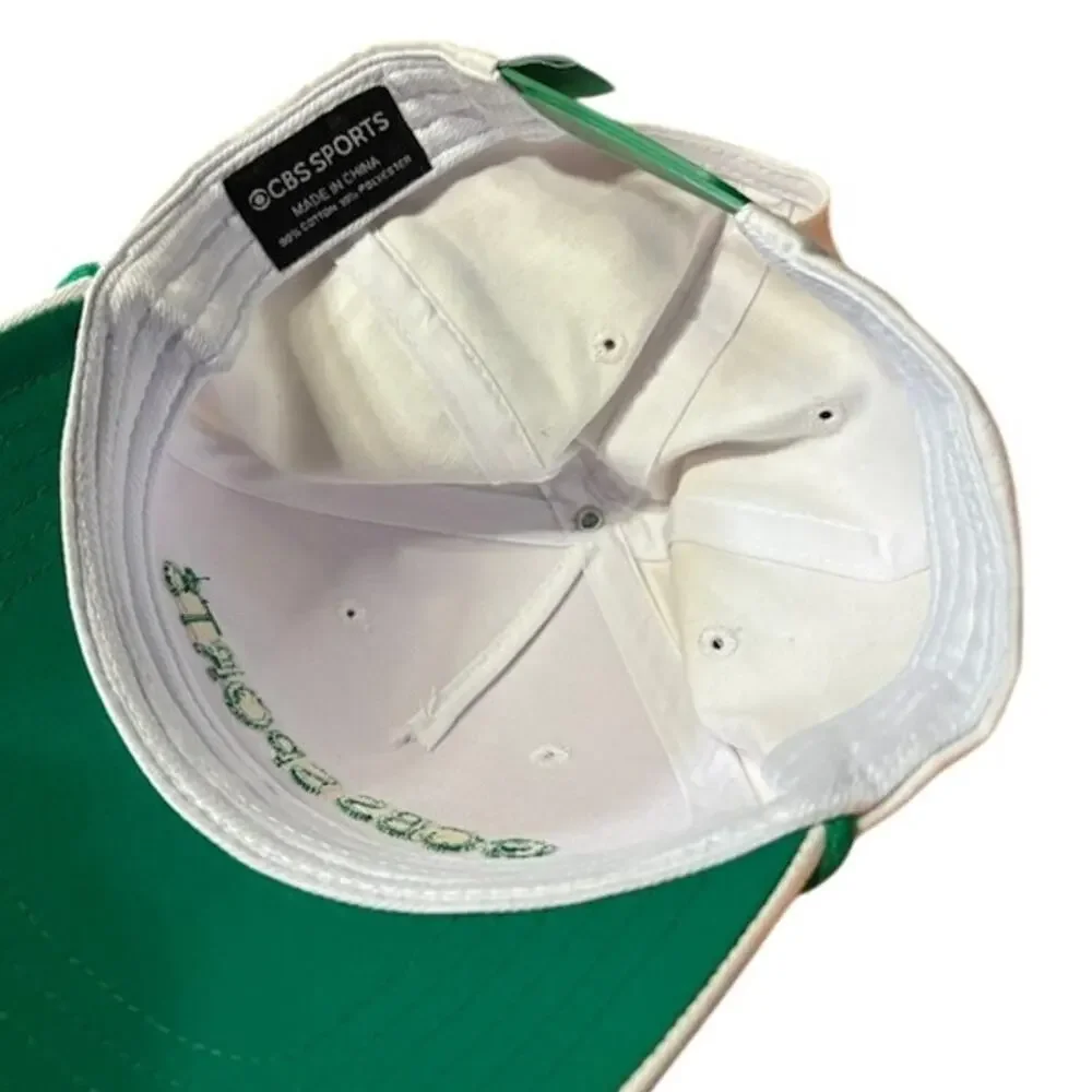 Vintage CBS Sports Snapback Hat White Green Rope Brim Cap TV Network Clean